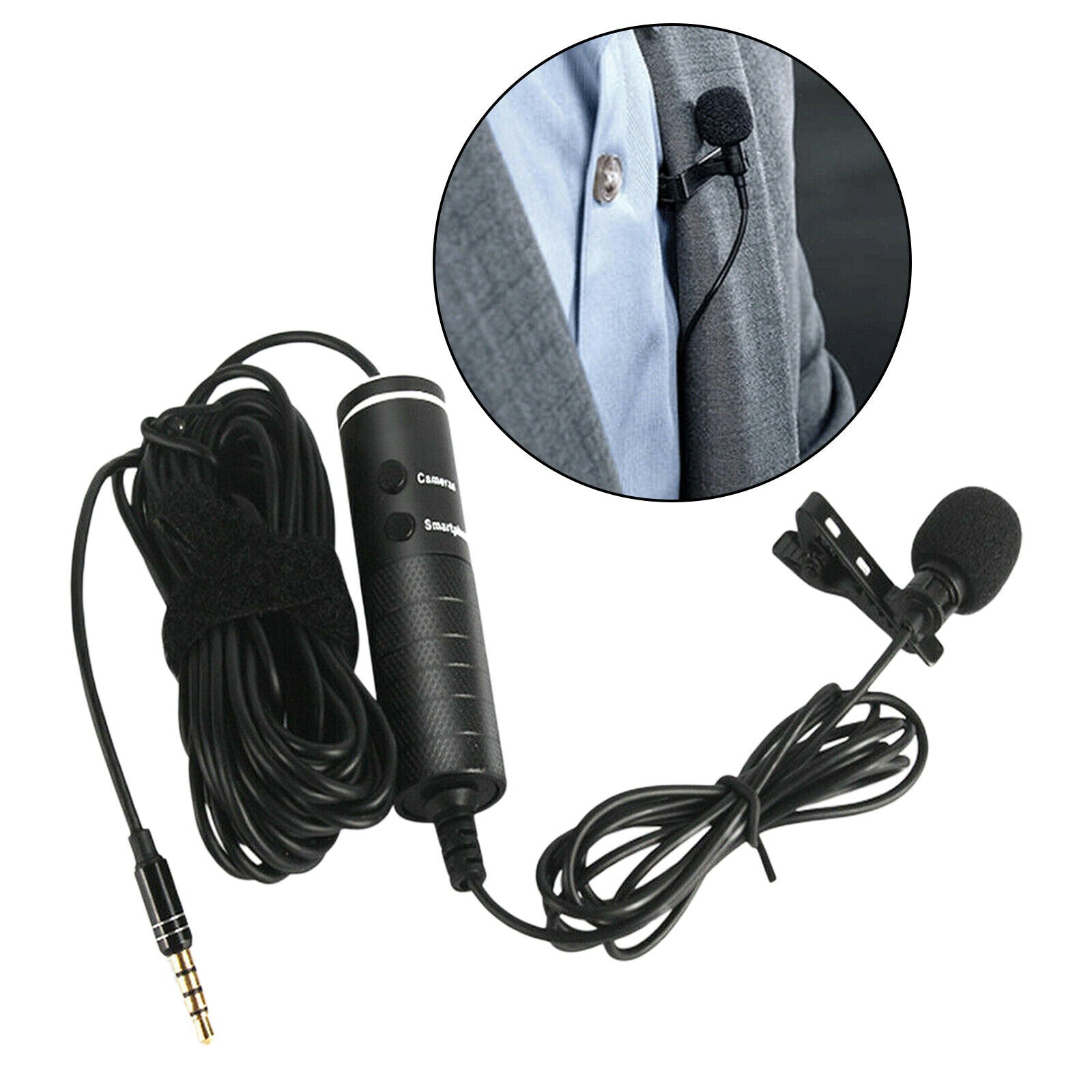 Clip-on Lapel Mic 3.5mm   Podcast Interview Condenser Lavalier Microphone