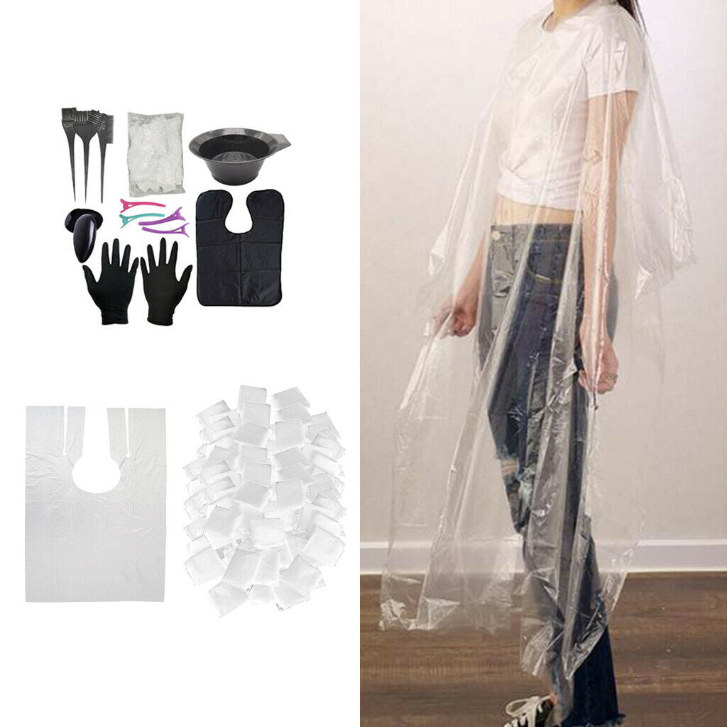 200 Piece Disposable Hair Capes w/ Tinting Hair Dye Set Dyeing Comb Earmuffs