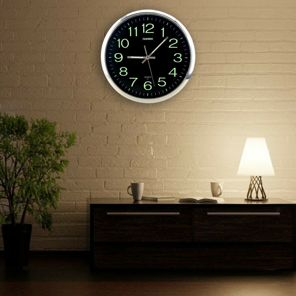 12'' Modern Large Round Luminous Wall Clock Bedroom Living Room Home Office