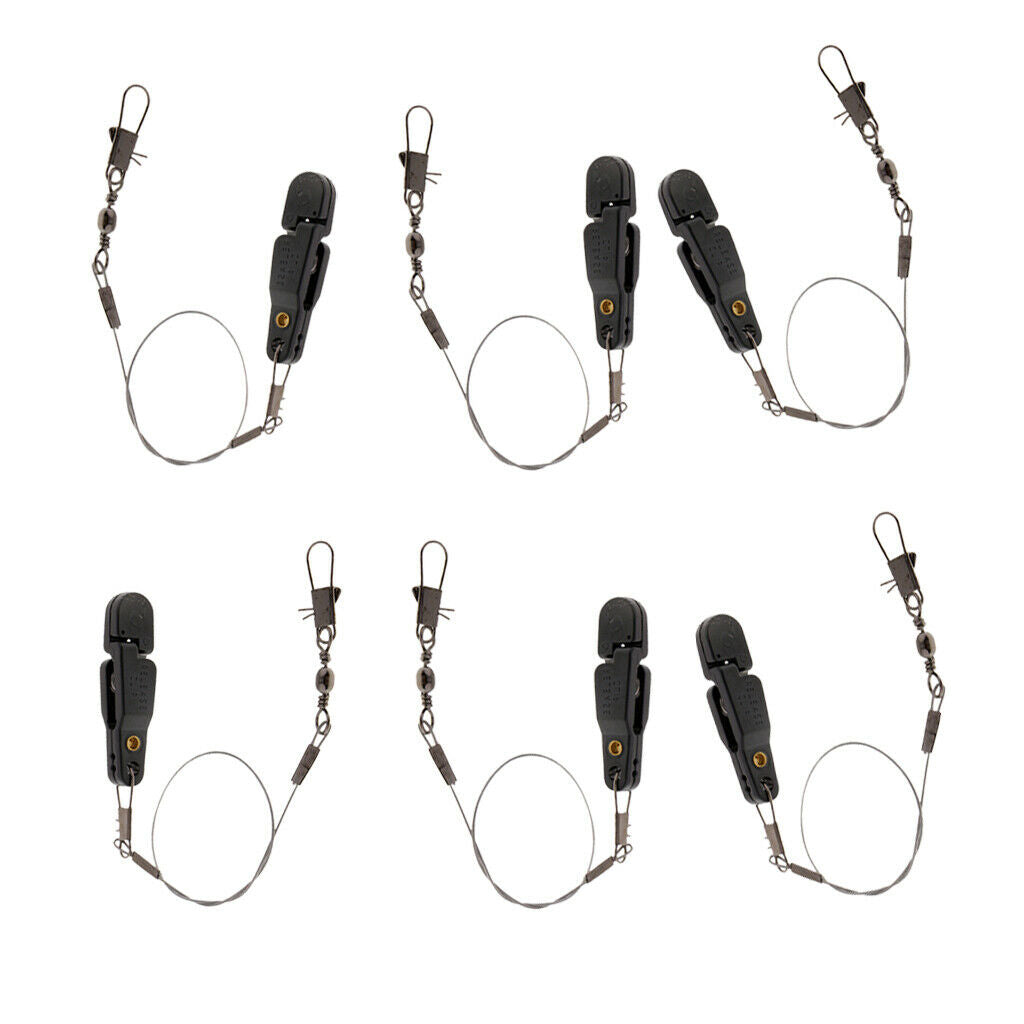 6pcs Padded Heavy Tension Snap Release Clip & Leader Snap for Planer Board
