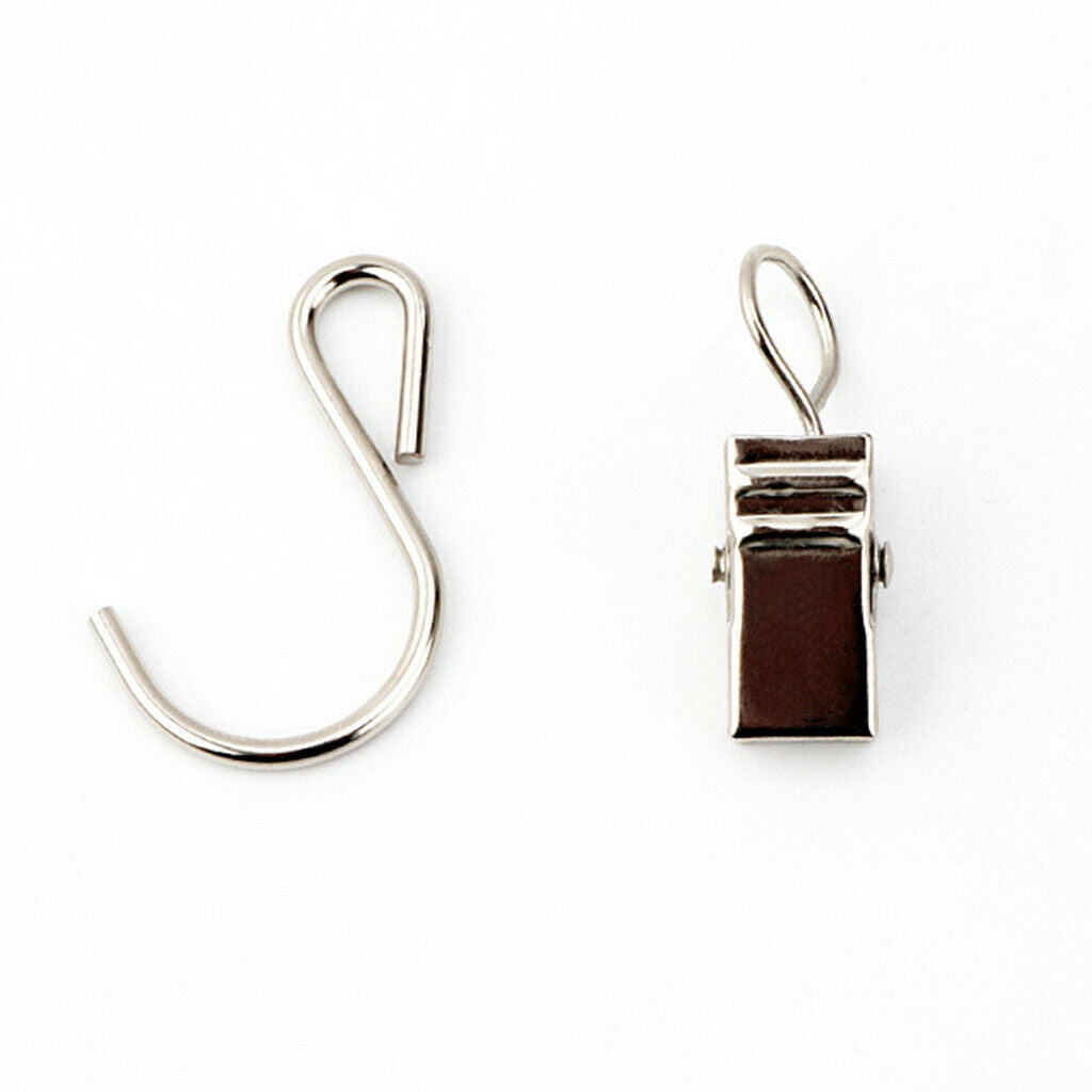 10 Pieces Metal Hanging Clips Hooks Clamp Hangers for Curtain,