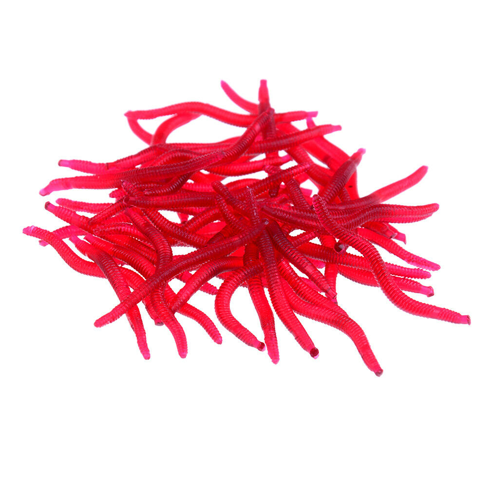 50x/lot`Soft Lure Fishing Simulation Earthworm red Worms Artificial Fishinglu Rf