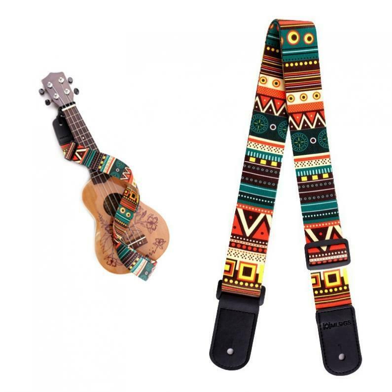 Adjustable Printing National Style Ukulele Strap Soft PU Leather