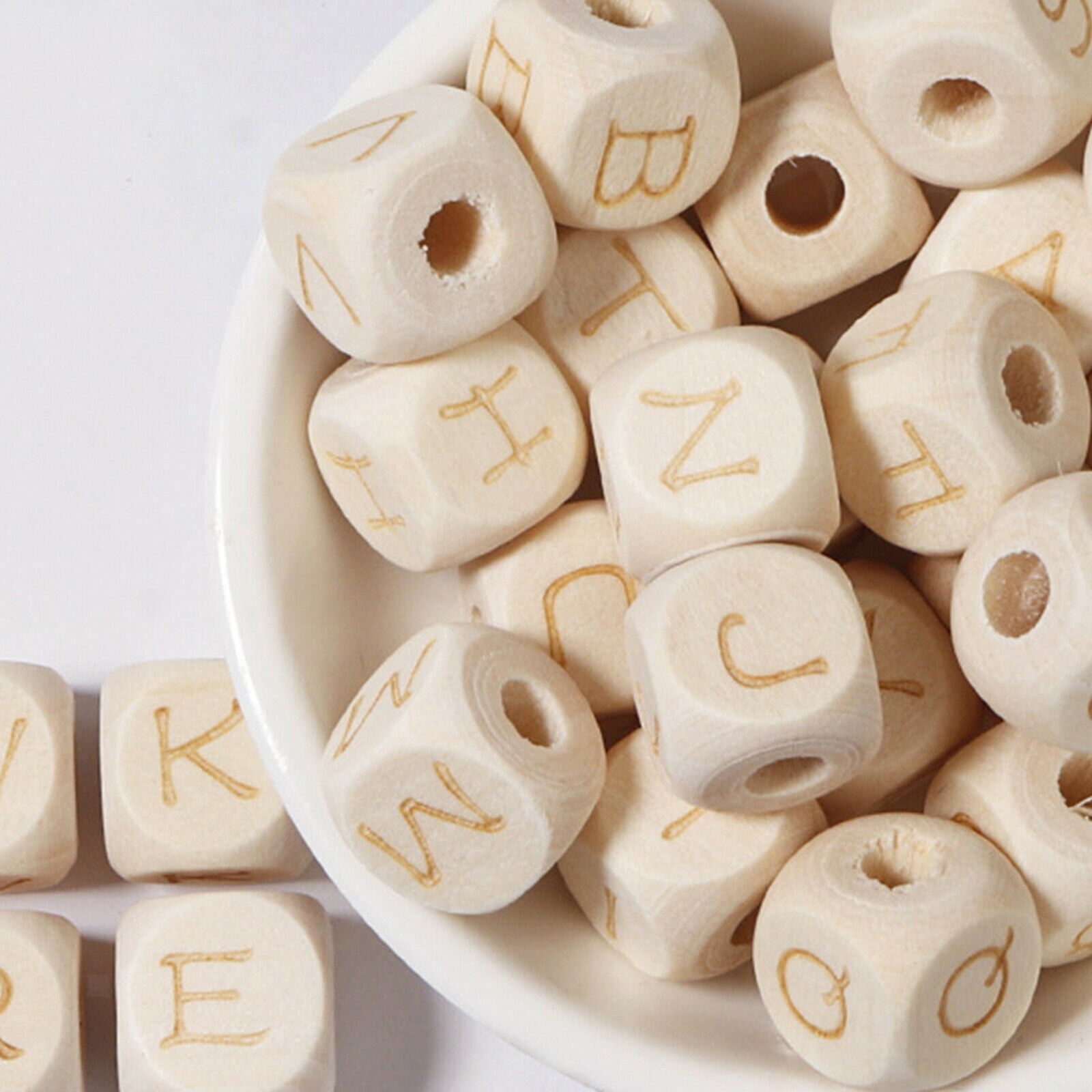 26 Pieces Wood Letter Beads 12mm Large Jewelry Making Necklace Loose Bead