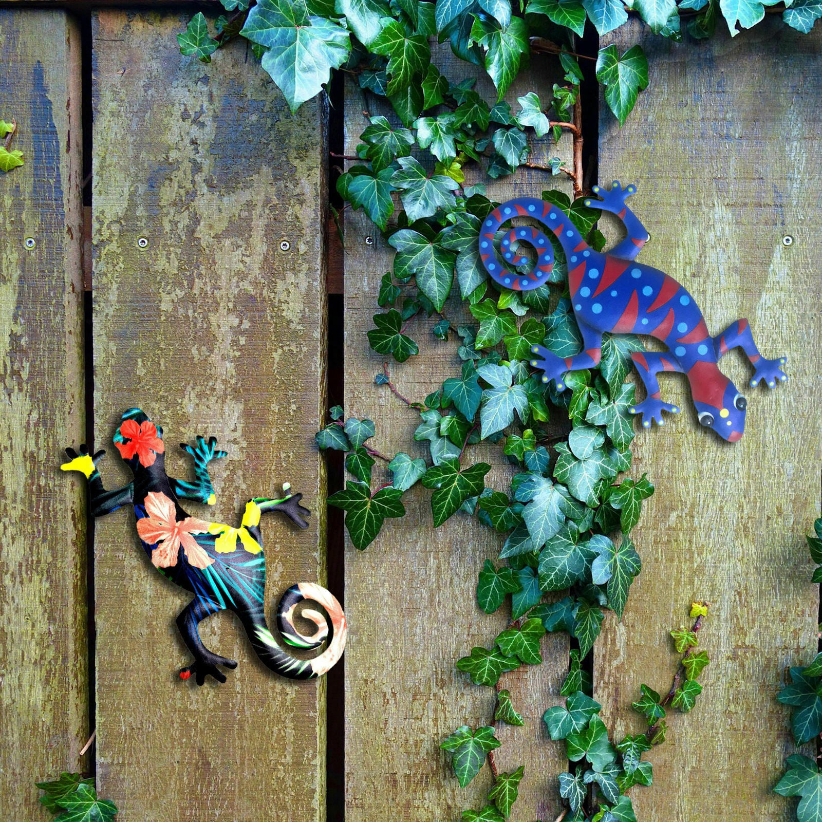 2pcs Handmade Gecko Wall Decoration Lizard Hang for Home Living Room Garden