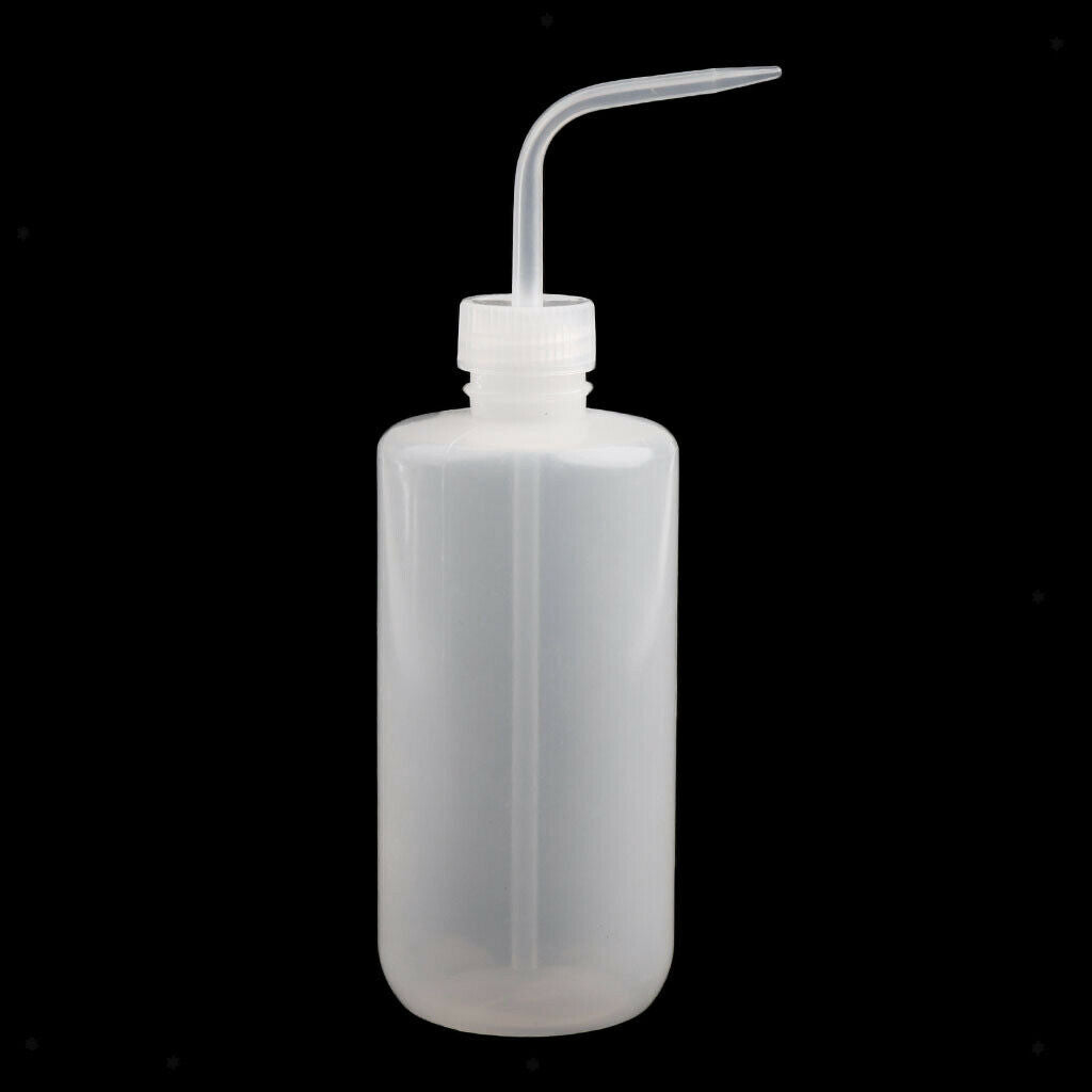 2X Screw on Tip Tattoo Washing Lab Squeeze Wash Clear White Bottle 500mL