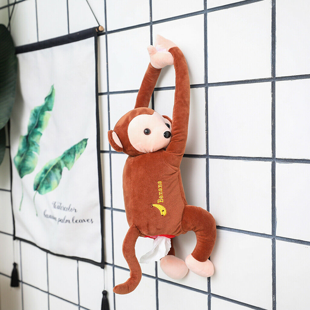 New Cute Monkey Tissue Kleenex Box Animal Cartoon Storage for Car Gift brown