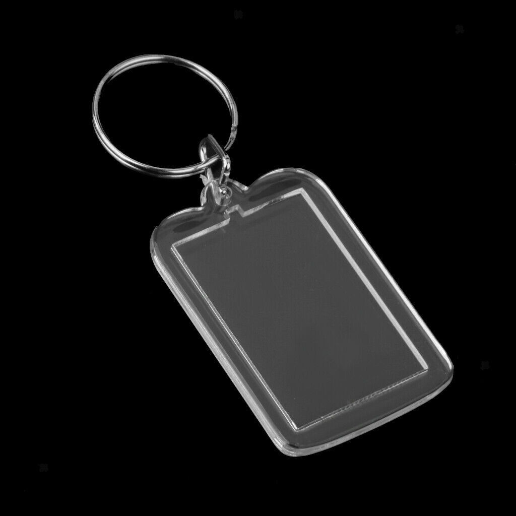 30PC Acrylic Key Ring Ketchain Picture Frame Keychain Blank Insert Photo
