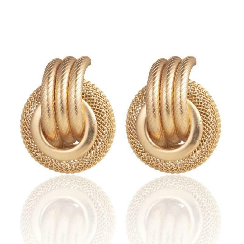 Copper Plated Simple Fashion Circle Stud Dangle Earrings Birthday Gift for Girl