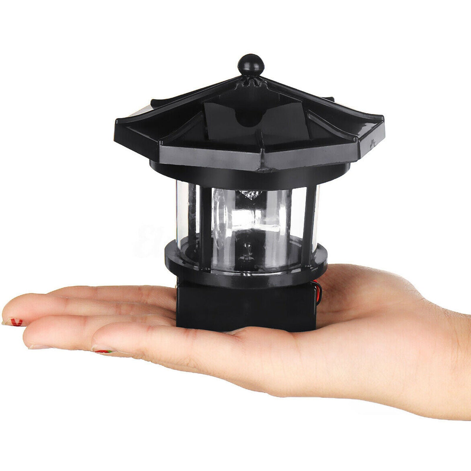 Solar Powered LED Lighthouse Rotating Lamp Garden Light Outdoor Decor Yard Patio