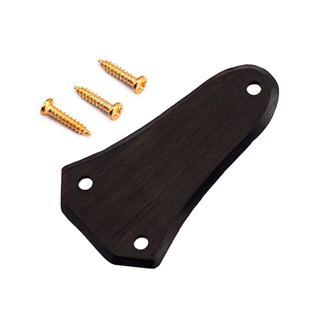 Guitar Ebony Cover Plates with 3 Pieces of Golden Screws for Bass Guitar
