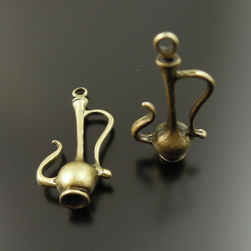15 pcs Antiqued Bronze Alloy Mini Wine Pot Charm Pendant Jewelry Craft 25x13x7mm