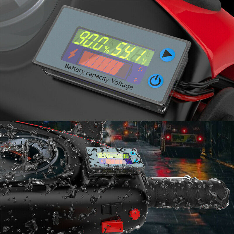 10-105V LCD  Intelligent Motorcycle Multi-function Digital Voltage Battery Meter