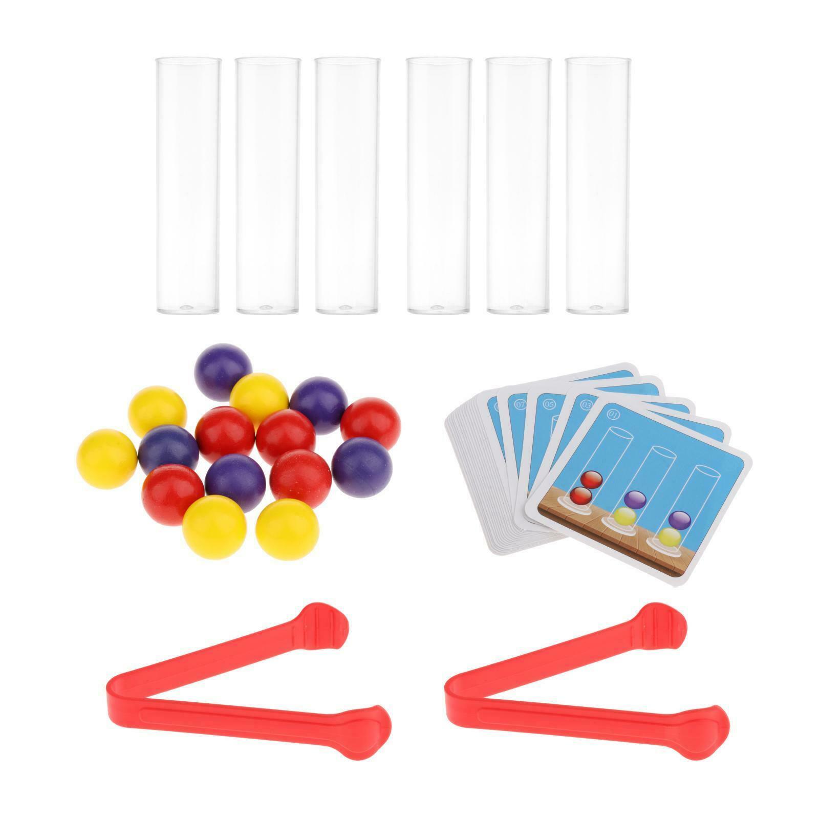 Montessori Wooden Bead Game Fine Motor Skill Test Tube Clip Beads Toys