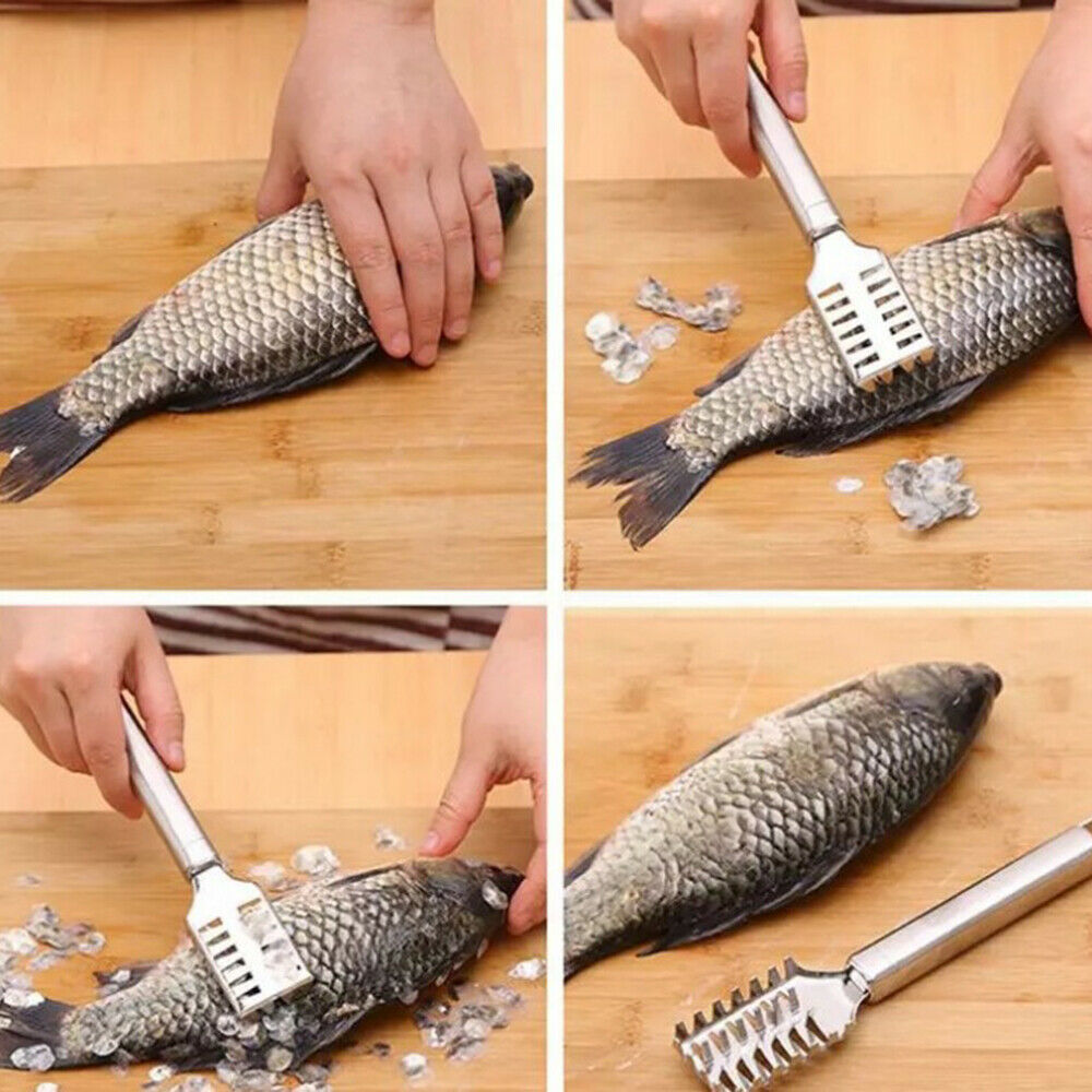 1Pc Stainless Steel Fish Scale Remover Cleaner Scaler Descaler Home Kitchen Tool