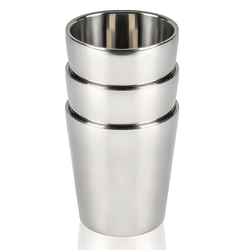 3PCS Stainless Steel Cups, Double Wall 10Oz / 300Ml, 304 Stainless Steel DrinkU4