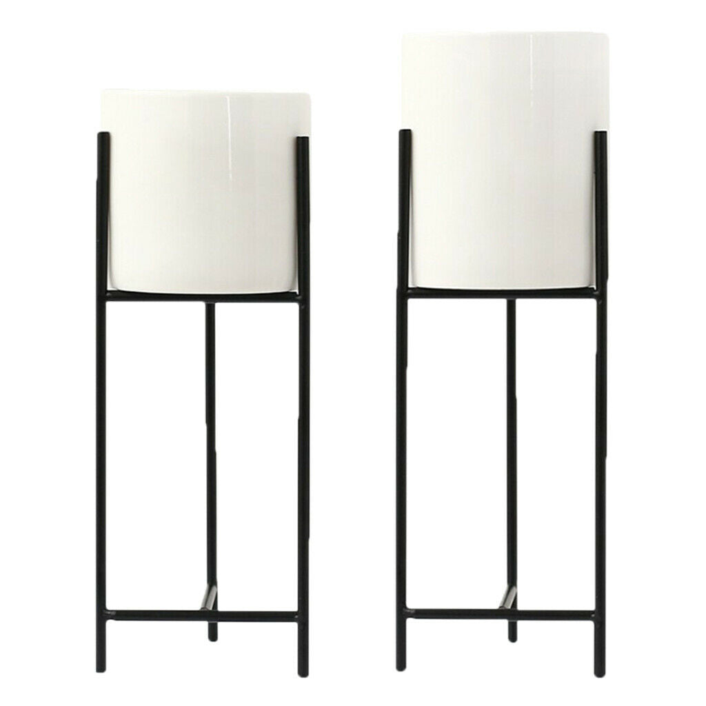 2pcs Minimalism Garden Planter Flowerpot with Iron Stand Plant Containers