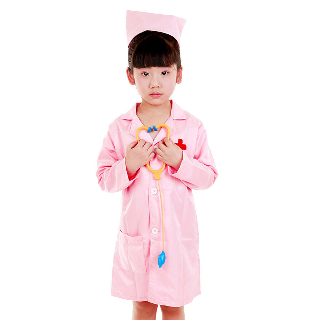 Children Pretend Playing Long Sleeve Doctor Nurse Costume Kit Accessory