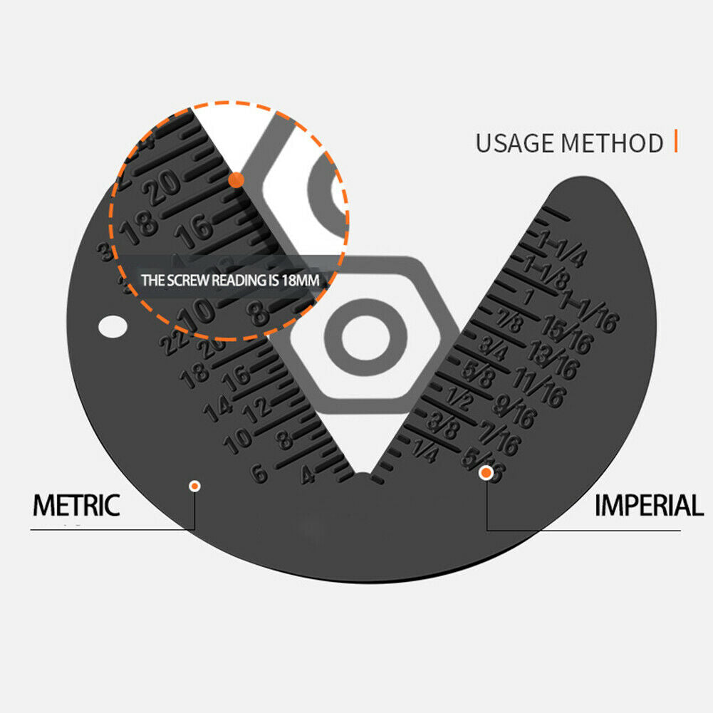 Nut Thread Bolt Screw Measure Check Measurement Tool Gauge ( Inch & Metric)