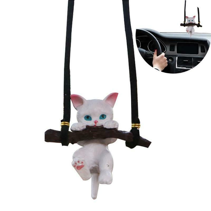 Hanging Cat Ornament Cute Pendant for Car Goods Twig White Cat Pendant