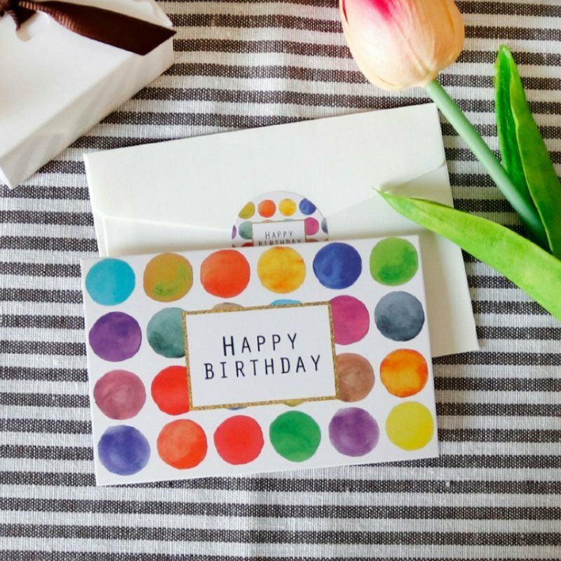 6 Sets of Happy Birthday Cards with Envelopes and Stickers Folding Cards .l8