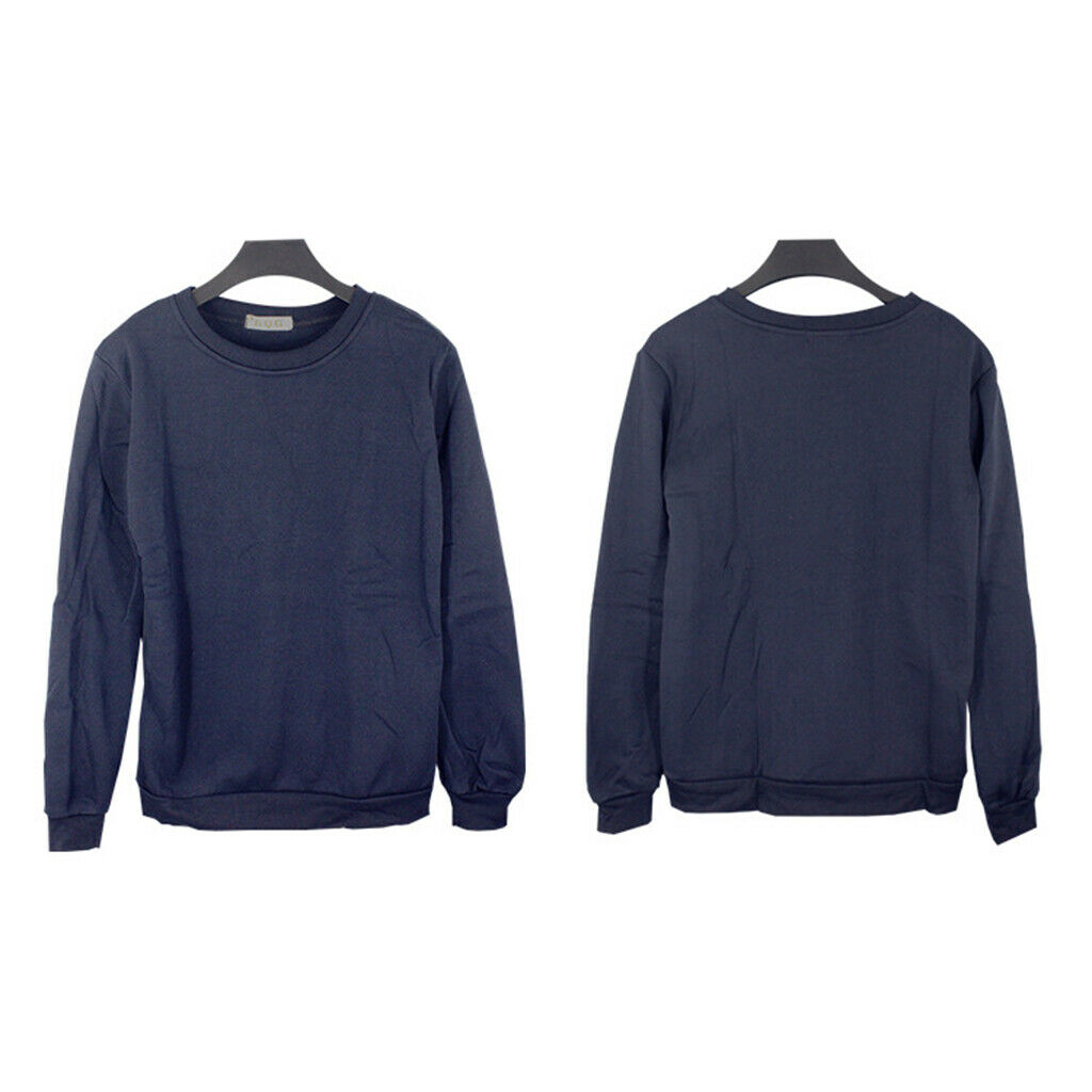 Fashion Long Sleeve Crewneck Sweatshirt Unisex Pullover Hoodie Dark Blue M