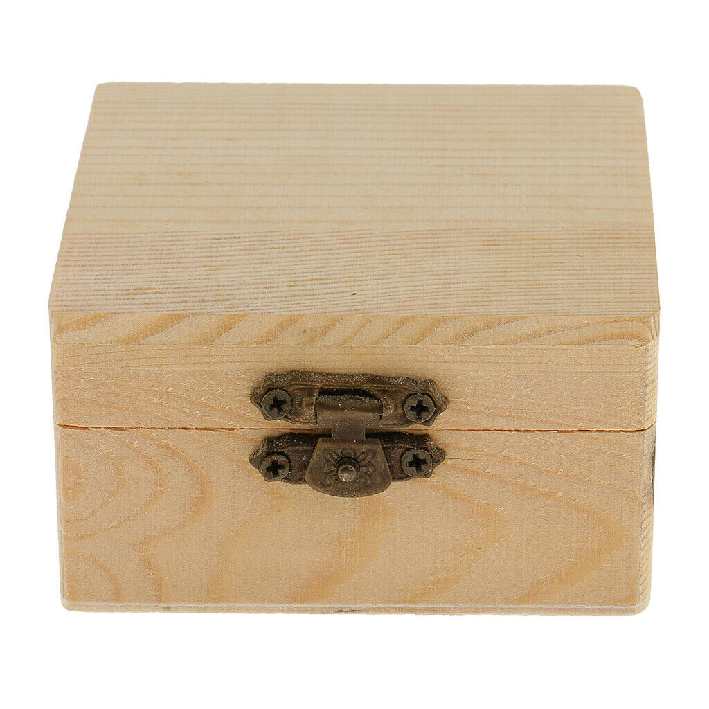 Unfinished Square Shape Wooden Jewelry Gift Box Case for DIY Painting Craft