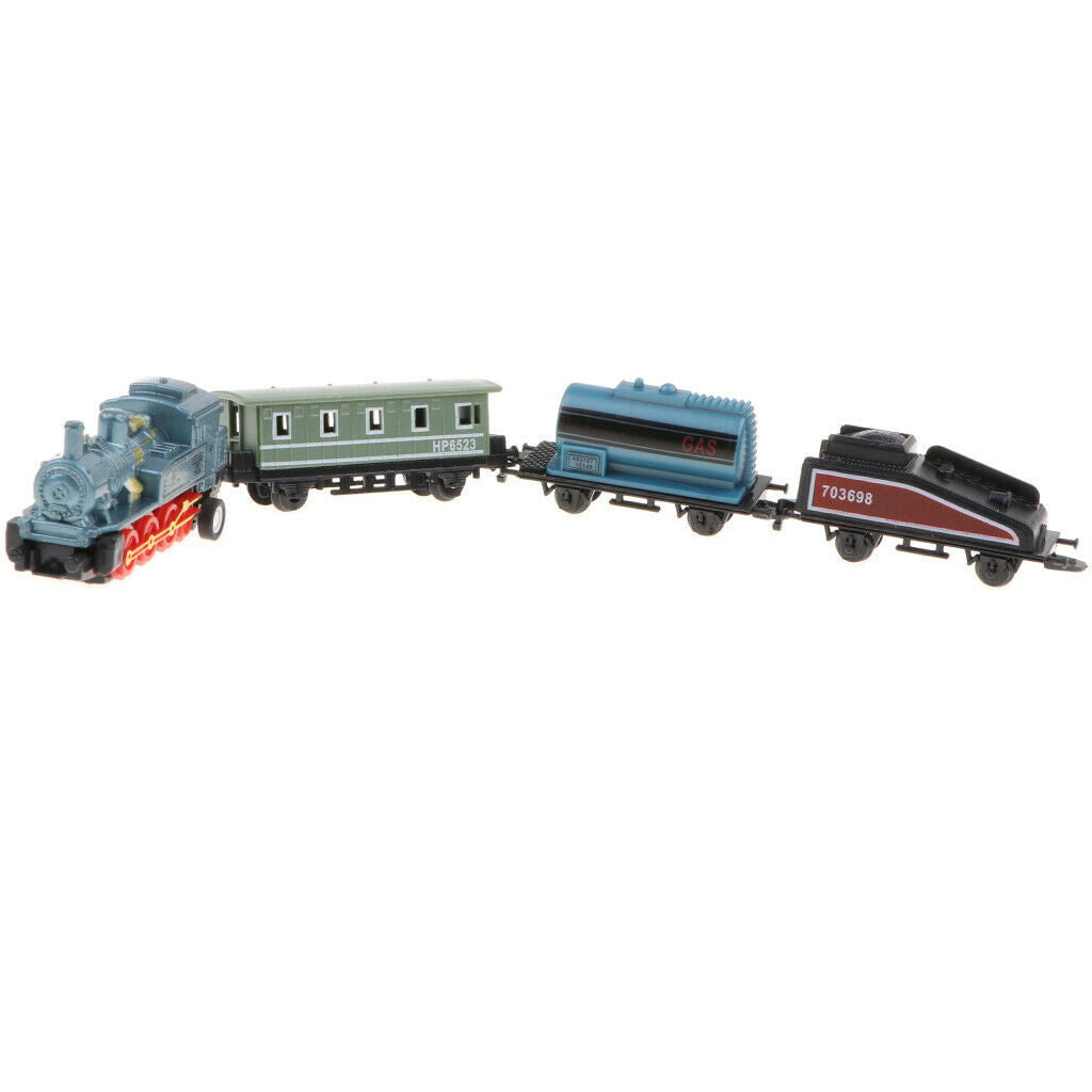 Blue Pull Back Train Set with Die-Cast Engine Locomotive Collectible