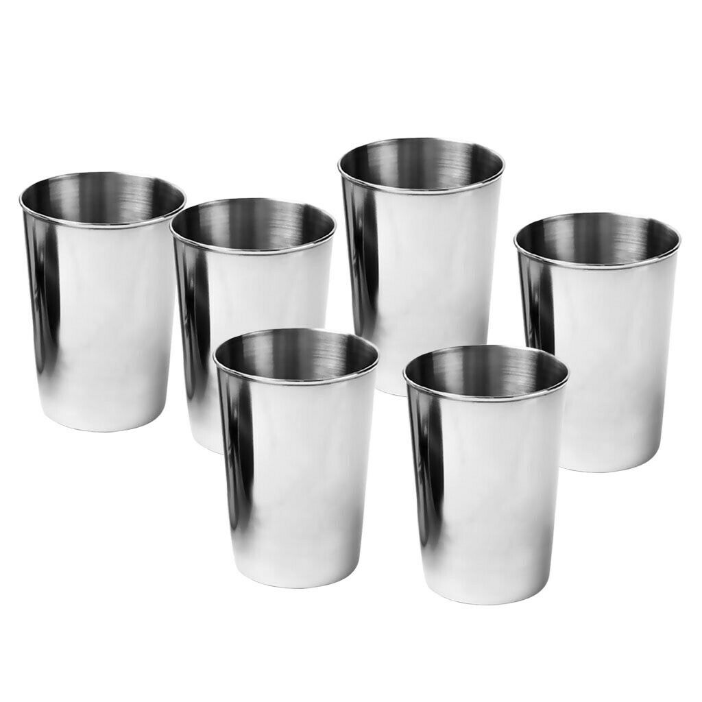 6pcs Stemless Wine Cup Stainless Steel Beer Drinking Ultralight Camping BBQ