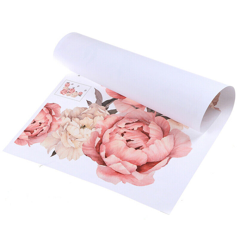 Pink Peony Flower Wall Stickers Romantic Home Decor for Bedroom Living Ro.l8