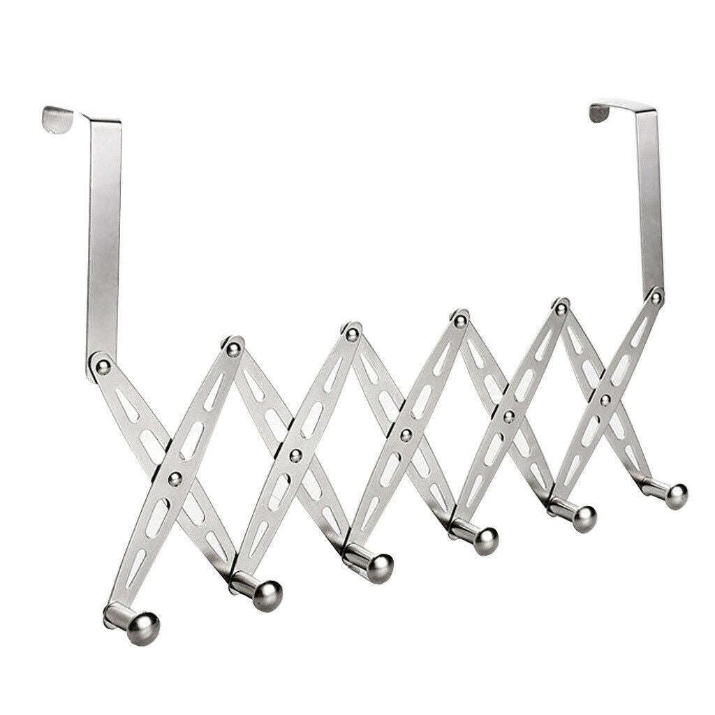 Over The Door Hanger Stainless Hook Clothes Multipurpose Hanging 6 Hooks