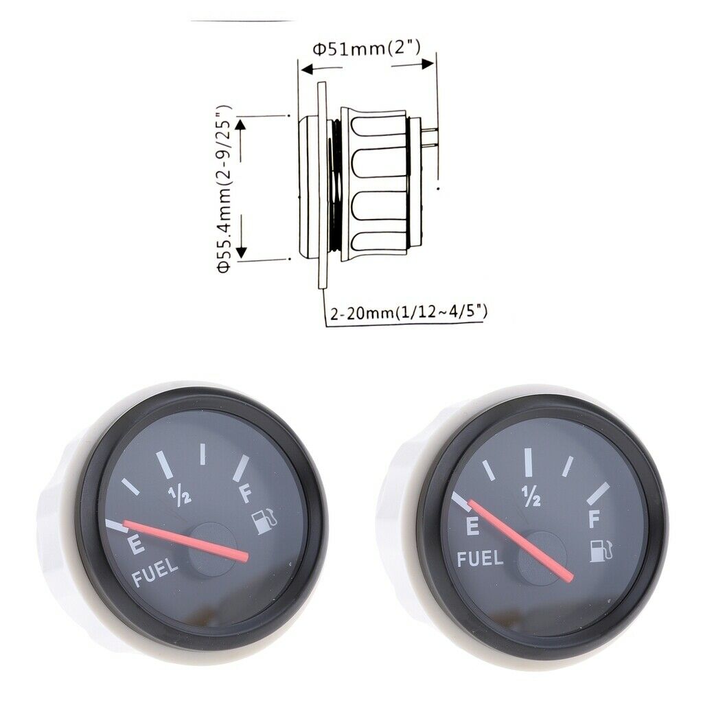 2pc Boat Marine Auto Electrical Pointer Fuel Oil Level Gauge Meter Assembly