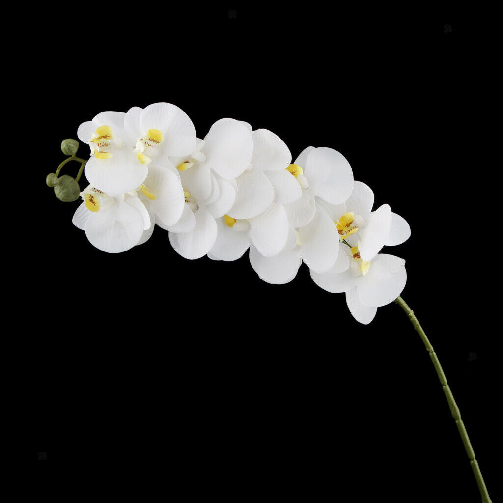 10pcs Artificial Floral Phalaenopsis Orchid Plants Home Garden Decoration White