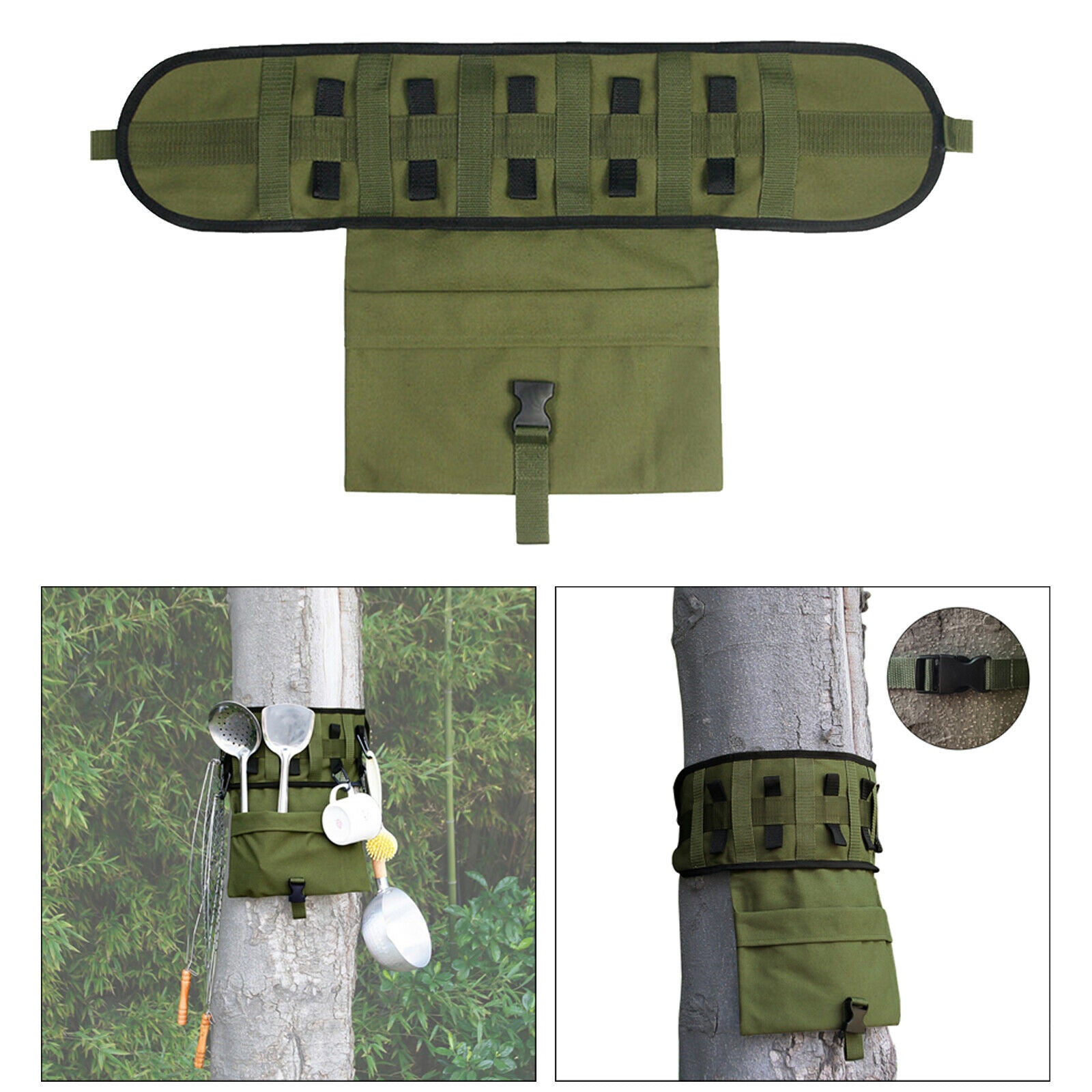 Canvas Portable Outdoor Camping Picnic Tableware Tree Storage Bag Organizer