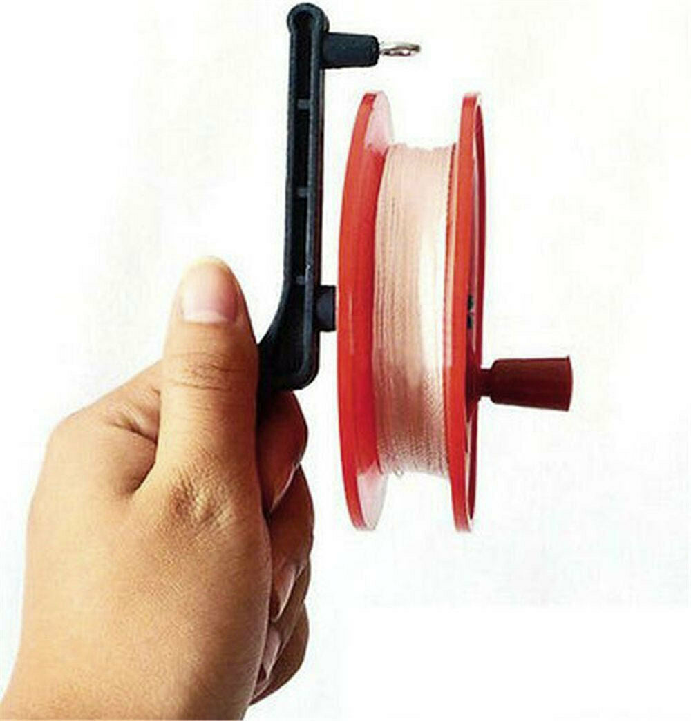 Twisted String Line With Red Wheel Kite Reel Winder Grip Handle Set