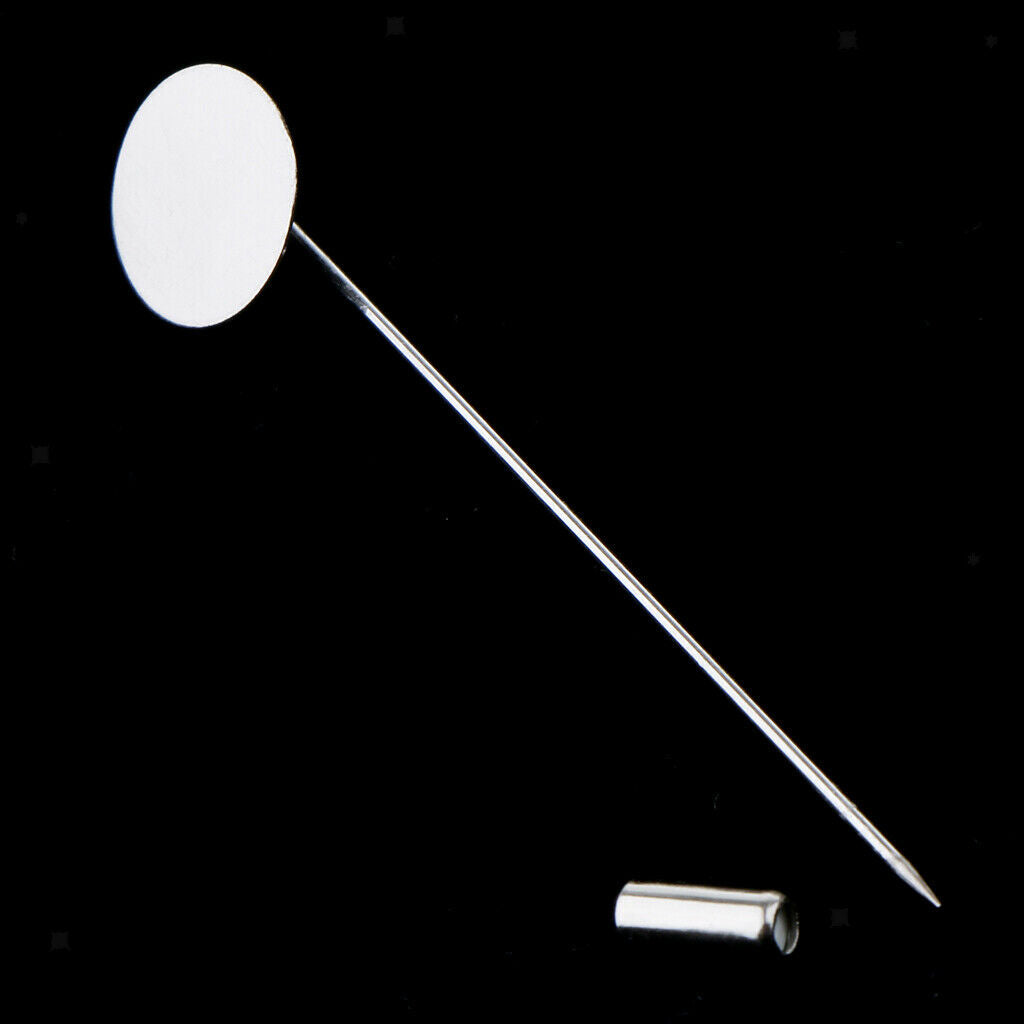 10Pcs Blank Tray Glue On Pad Lapel Stick Pin DIY Clutch Boutonniere Brooch