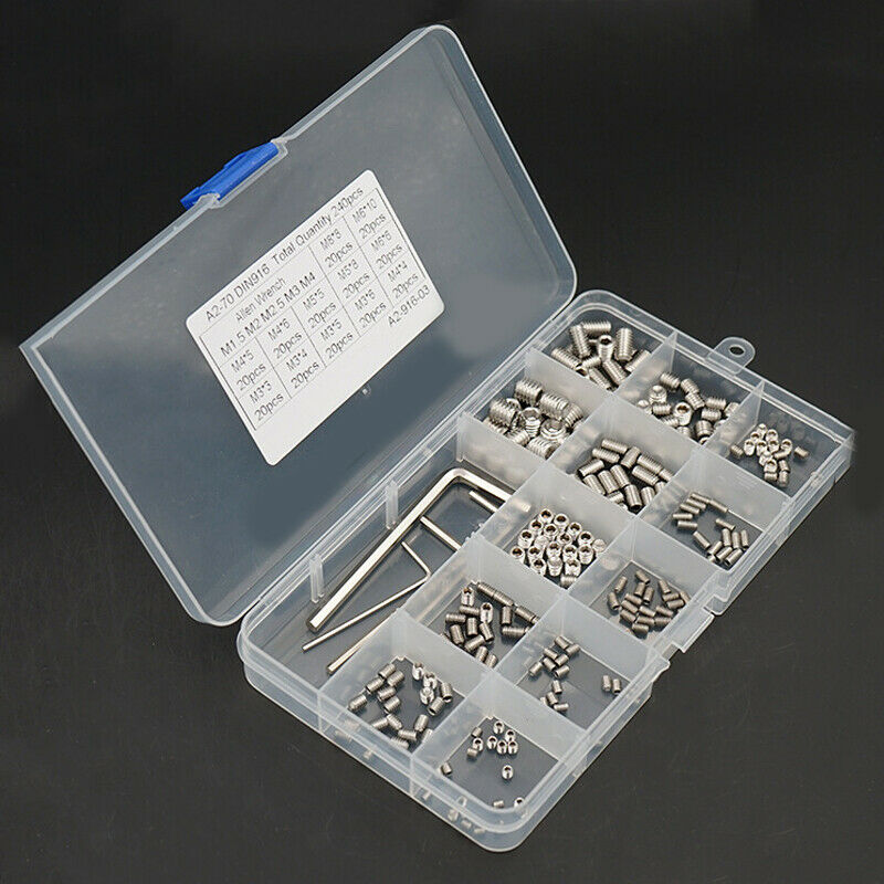 240x M3/4 M5/6 M8 Stainless Steel Allen Head Socket Hex Machine Screw wrench Kit