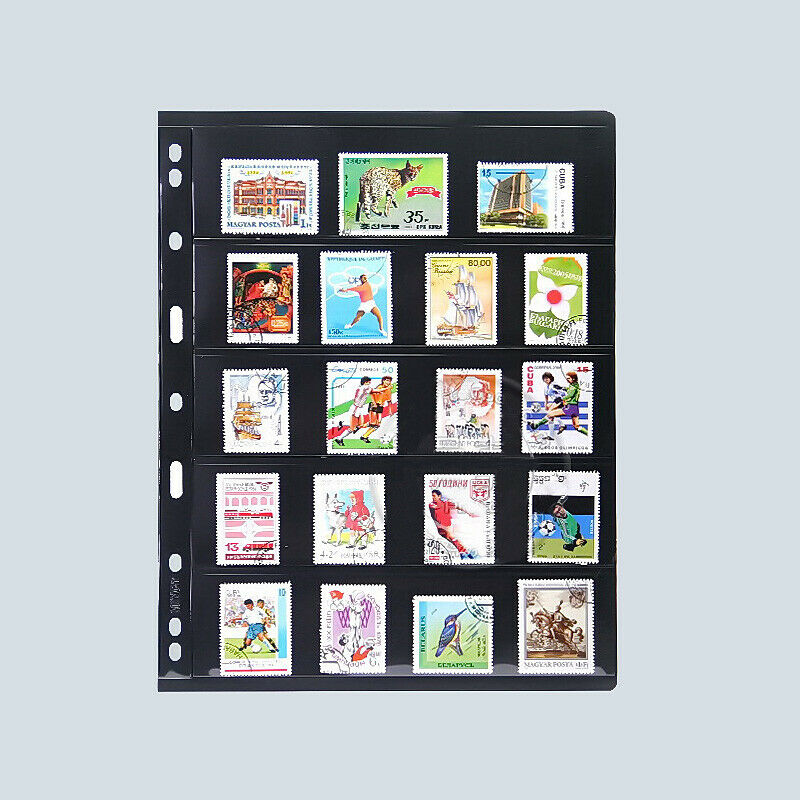 5 Strips Stamp Album Stock Pages PCCB Double Sided w/ 9 Binder Holes Stampspage