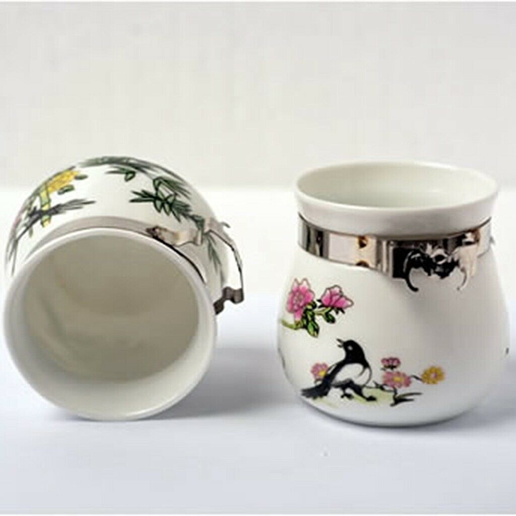 2 x Bird Feeding Cups, Ceramic Food Water Bowls Dish Feeder for Cockatiel Conure