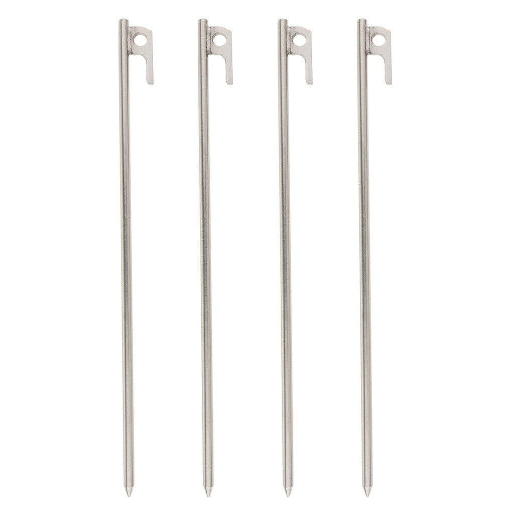 40CM 4pcs Heavy Duty Stainless Steel Camping Tent Stakes Pegs Ground Nail