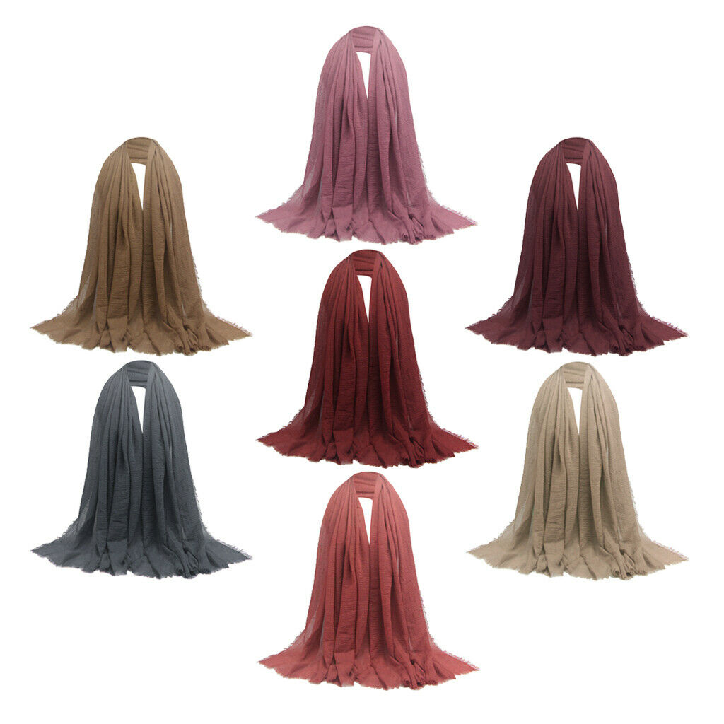 7 Pcs Stylish Long Scarf Solid Hijab Jewish Turban Head Scarf Neck Wrap