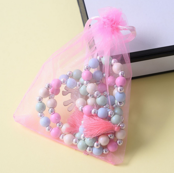 Cute Unicorn tassel Wood Bead Children's necklace bracelet for children gift DIY
