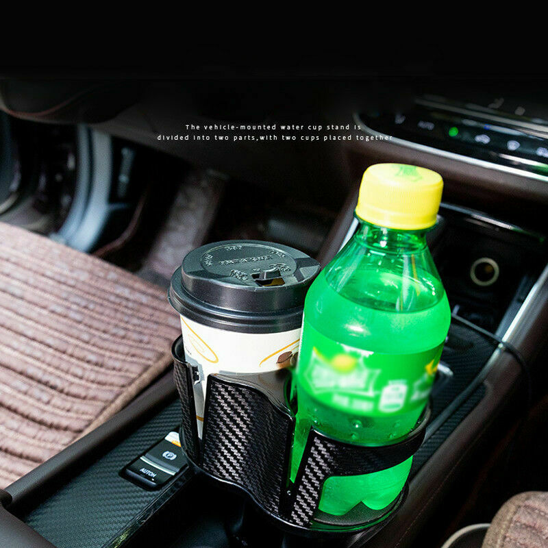 Car Center Console Multi Cup Holder Drinks Bottle Holder Case Carbon Fiber Color