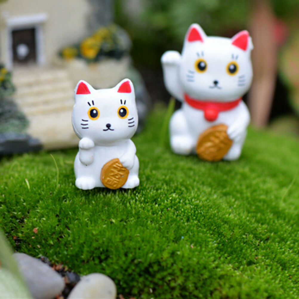 4X Cartoon Lucky Cats Micro Landscape Garden Decorations Miniatures Orname.l8