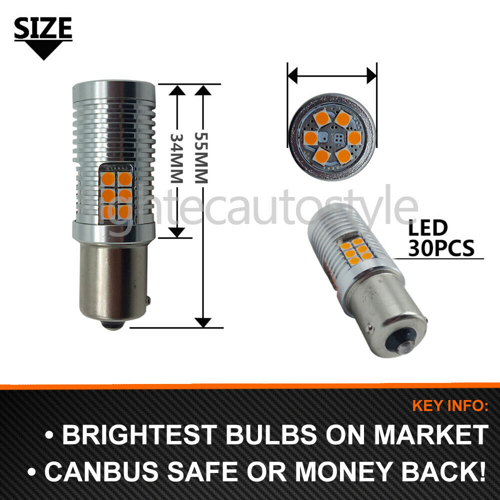 2x BA15S P21W 30SMD AMBER LED CANBUS TURN SIGNAL INDICATOR LIGHT BULBS ORANGE