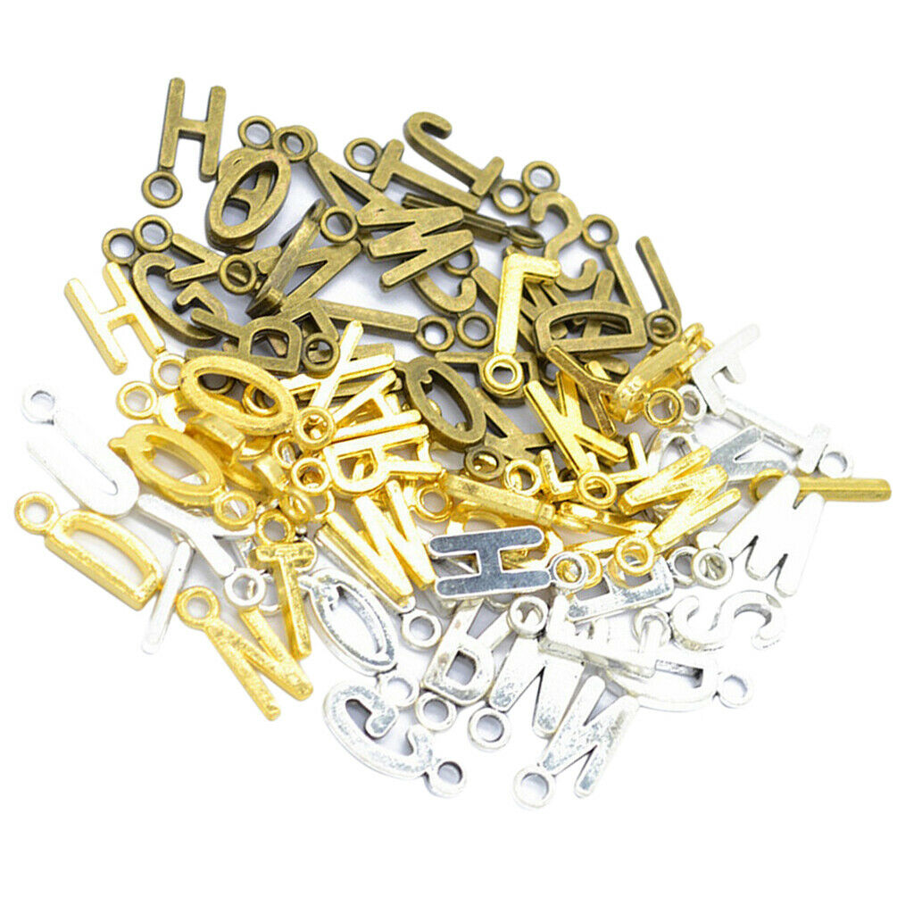 78 Pieces Alloy A-Z Alphabet Letter Charms Necklace Pendant