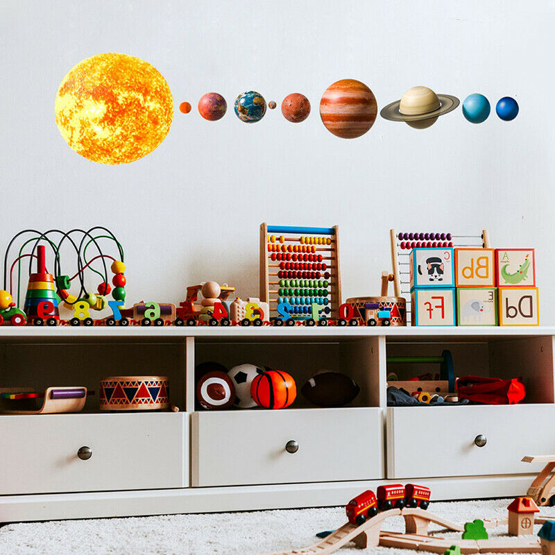 Solar System Planets Wall Stickers for Kids Room Living Room Home Dec.l8