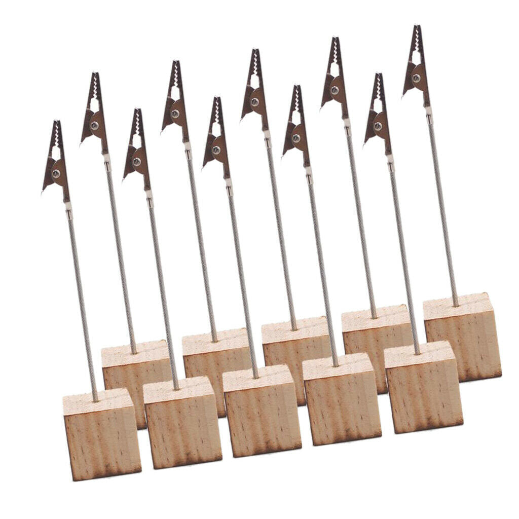 10Pcs Rustic Wood Card Holders with Clips Memo Holder Stand Card Photo Picture