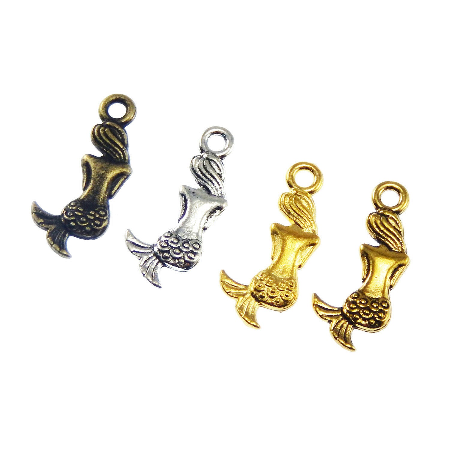 Wholesale 90pcs/lots Mixed Colors Crafts Mini Mermaid Look Alloy Charms Pendants