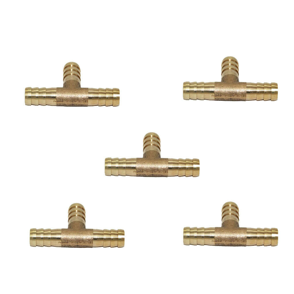 10pcs Brass Barb T Type Joiner Fuel Hose Joiner Tee Connector Air Water Gas